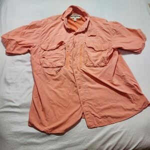 Cabela's  GuideWear Short Sleeve Vented Fishing Shirt Orange Men's Sz XL